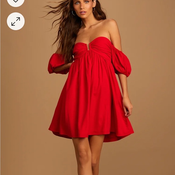 Red Off-the-Shoulder Mini Dress / maternity / baby shower - Picture 1 of 5